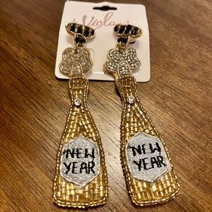 New Year’s Eve gold beaded fun earrings